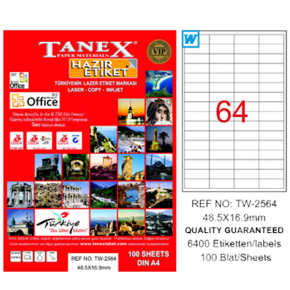 Tanex Laser Etiket 100 YP 48.5x16.9 Laser-Copy-Inkjet TW-2564