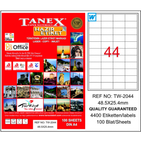 Tanex Laser Etiket 100 YP 48x25 Laser-Copy-Inkjet TW-2044
