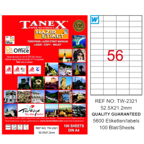 Tanex Lazer Etiket 100 YP 52x21 MM Laser-Copy-Inkjet TW-2321