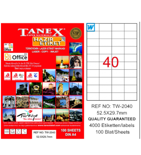 Tanex Laser Etiket 100 YP 52x29 Laser-Copy-Inkjet TW-2040