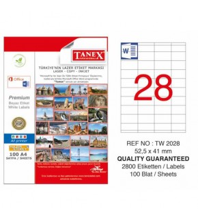 Tanex Laser Etiket 100 YP 52x41 Laser-Copy-Inkjet TW-2028
