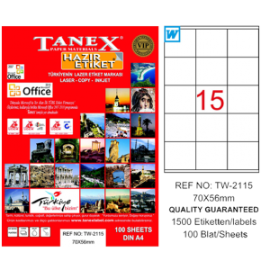Tanex Laser Etiket 100 YP 70x56 Laser-Copy-Inkjet TW-2115