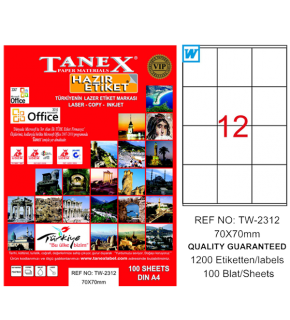 Tanex Laser Etiket 100 YP 70x70 Laser-Copy-Inkjet TW-2312