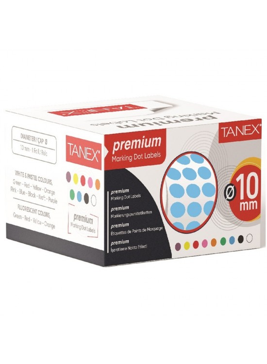 Tanex Nokta Etiket 10 MM 5000 Li Mavi Tekli Kutu Tanex Nokta Etiket 10 MM 5000 Li Mavi Tekli Kutu