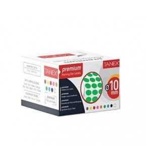 Tanex Nokta Etiket 10 MM 5000 Li Yeşil Tekli Kutu