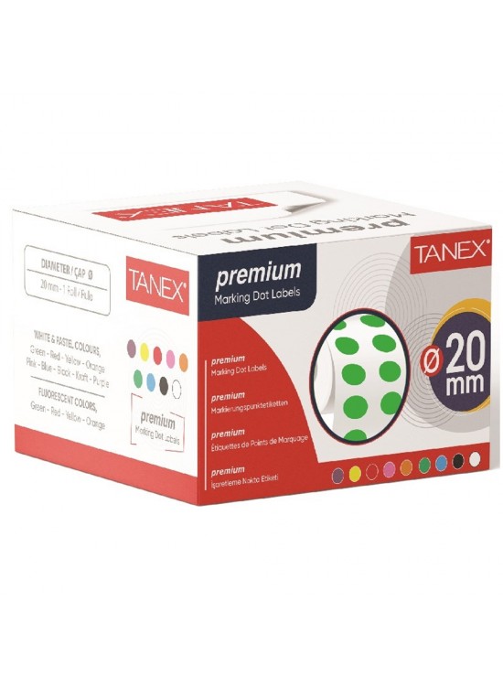 Tanex Nokta Etiket 20 MM 2500 Li Yeşil Tekli Kutu Tanex Nokta Etiket 20 MM 2500 Li Yeşil Tekli Kutu