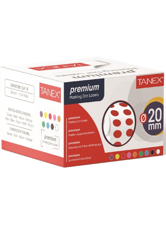 Tanex Nokta Etiketi 20 MM Kırmızı 2500 Li