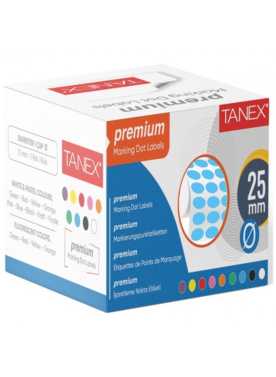 Tanex Nokta Etiketi 25 MM Mavi 2500 Li Tekli Kutu Tanex Nokta Etiketi 25 MM Mavi 2500 Li Tekli Kutu