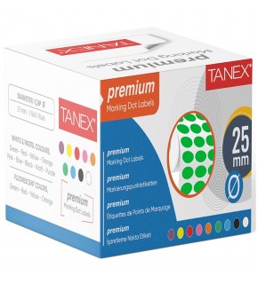 Tanex Nokta Etiketi 25 MM Yeşil 2500 Li Tekli Kutu