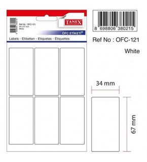 Tanex Ofis Etiketi Poşetli 34x67 MM Beyaz OFC-121 (1 Adet)