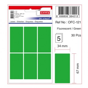 Tanex Ofis Etiketİ Poşetli 34x67 MM Yeşil OFC-121 (1 Adet)
