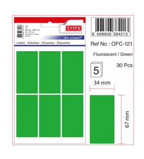 Tanex Ofis Etiketİ Poşetli 34x67 MM Yeşil OFC-121 (1 Adet)