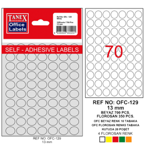 Tanex Ofis Etiketi Poşetli Yuvarlak OFC-129 (1 Adet)