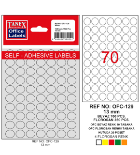 Tanex Ofis Etiketi Poşetli Yuvarlak OFC-129 (1 Adet)