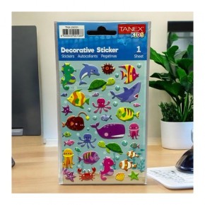 Tanex Stickers Eu Puffy Damla Etiket Deniz Hayvanları Serisi . Tnx-25031 (1 Adet)