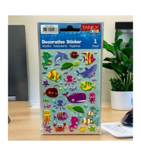 Tanex Stickers Eu Puffy Damla Etiket Deniz Hayvanları Serisi . Tnx-25031 (1 Adet)