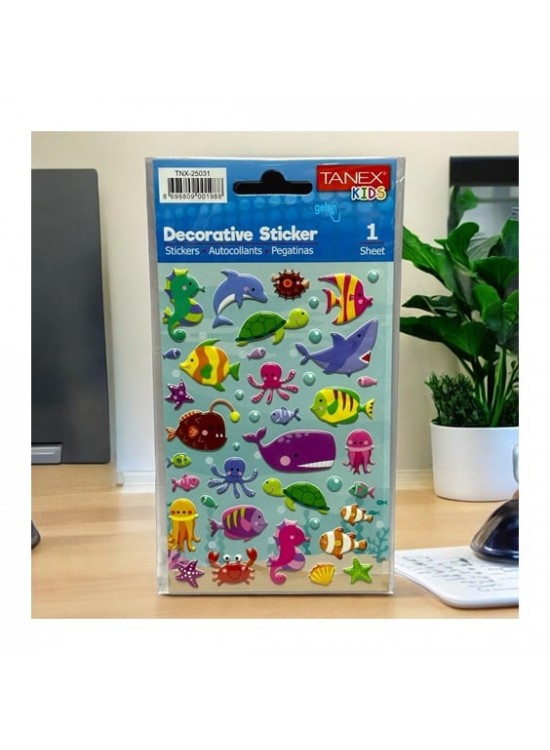 Tanex Stickers Eu Puffy Damla Etiket Deniz Hayvanları Serisi . Tnx-25031 (1 Adet)