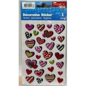 Tanex Stickers Eu Puffy Damla Etiket Kalp Serisi 5 Ad. Tnx-25009