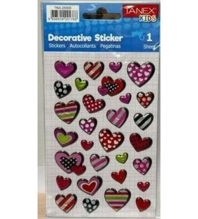 Tanex Stickers Eu Puffy Damla Etiket Kalp Serisi 5 Ad. Tnx-25009
