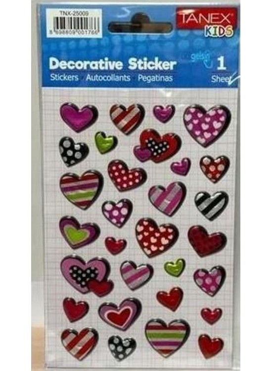 Tanex Stickers Eu Puffy Damla Etiket Kalp Serisi 5 Ad. Tnx-25009