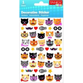 Tanex Stickers Eu Puffy Damla Etiket Kedi Serisi 5 Ad. Tnx-25043