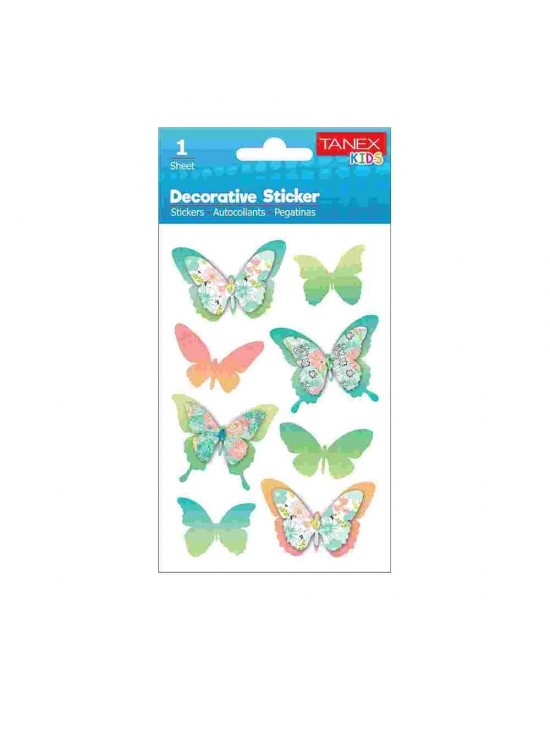 Tanex Stickers Eu Puffy Damla Etiket Kelebek Serisi TNX-25078 (1 Adet)