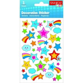 Tanex Stickers Eu Puffy Damla Etiket Kuyruklu Yıldız Serisi 5 Ad. Tnx-25013