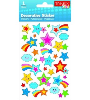 Tanex Stickers Eu Puffy Damla Etiket Kuyruklu Yıldız Serisi 5 Ad. Tnx-25013