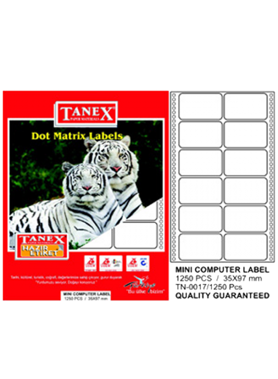 Tanex Sürekli Form Etiket 1250 Lİ 35x97