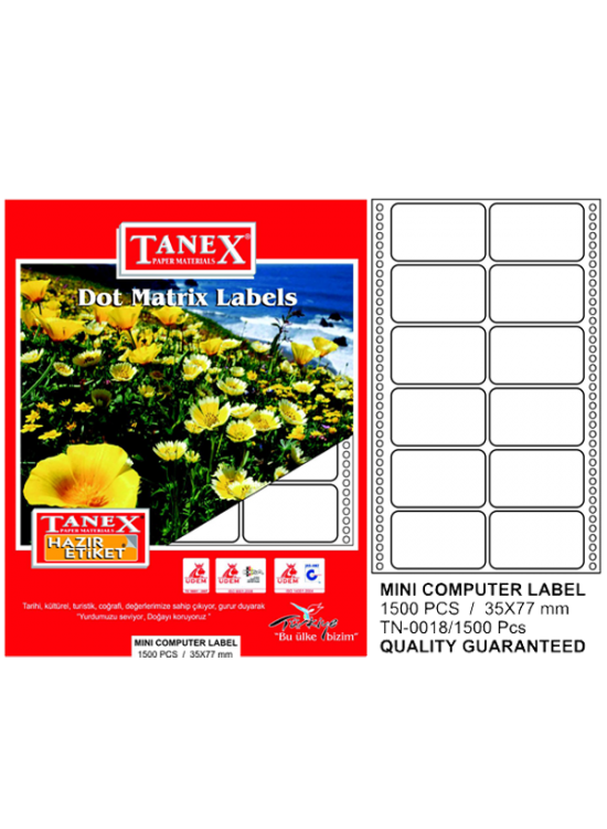 Tanex Sürekli Form Etiket 1500 LÜ 35x77 TN 0018 Tanex Sürekli Form Etiket 1500 LÜ 35x77 TN 0018