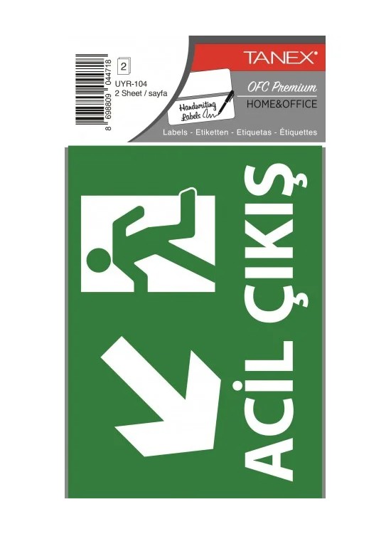 Tanex Uyr-104 Acil Çıkış-4 Uyarı Etiketi 2 Ad. Tanex Uyr-104 Acil Çıkış-4 Uyarı Etiketi 2 Ad.