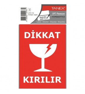 Tanex Uyr-116 Dikkat Kirilir Uyari Etiketi 2 Li 