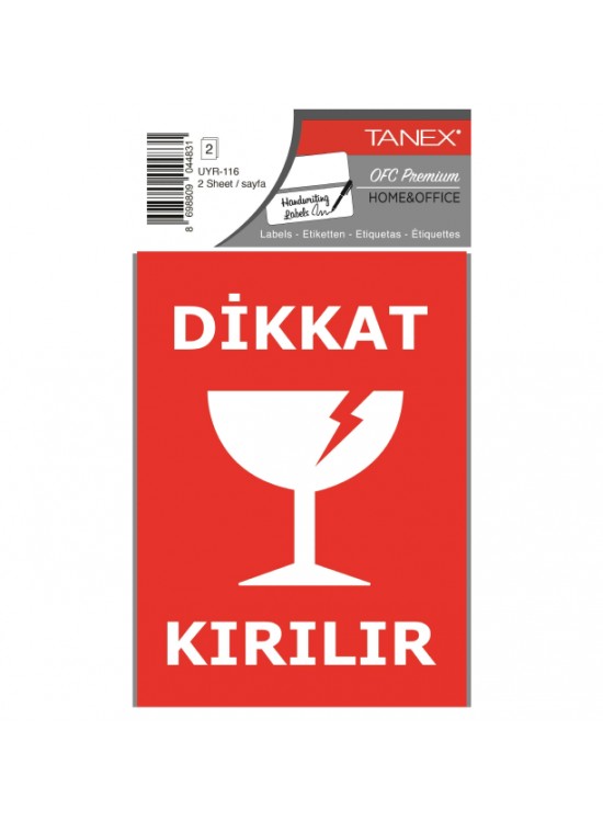 Tanex Uyr-116 Dikkat Kirilir Uyari Etiketi 2 Li 