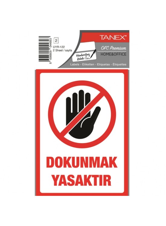 Tanex Uyr-122 Dokunmak Yasaktir Uyari Etiketi 2 Li 