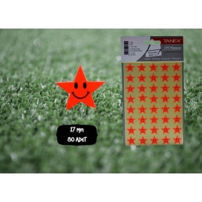 Tanex Yıldız Etiketi 17 MM Flo Kırmızı  Tnx-303 (1 Adet)