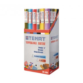 Temat Asetat Yapışkanlı Rulo 45 CM x 2 MT Renkli 92365