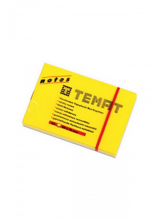Temat Yapışkanlı Not Kağıdı 50x75 MM Fosforlu Sarı 11064 (1 Adet)