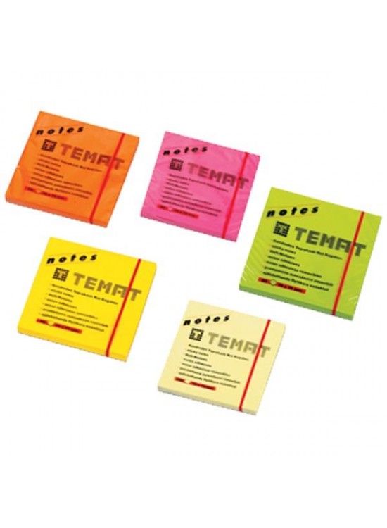 Temat Yapışkanlı Not Kağıdı 75x75 MM Fosforlu Pembe 10612 (1 Adet)
