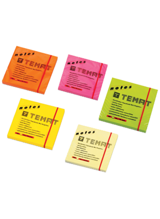 Temat Yapışkanlı Not Kağıdı 75x75 MM Fosforlu Yeşil 10935 (1 Adet)