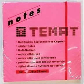 Temat Yapışkanlı Not Kağıdı Küp Fosforlu Renk 75x75 MM
