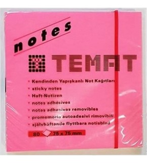 Temat Yapışkanlı Not Kağıdı Küp Fosforlu Renk 75x75 MM