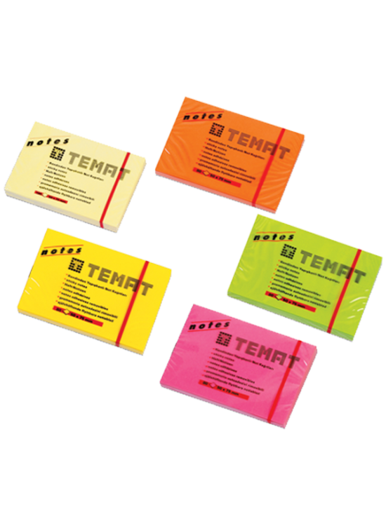 Temat Yapışkanlı Not Kağıt 50x75 MM Fosforlu Pembe 11609 (1 Adet)