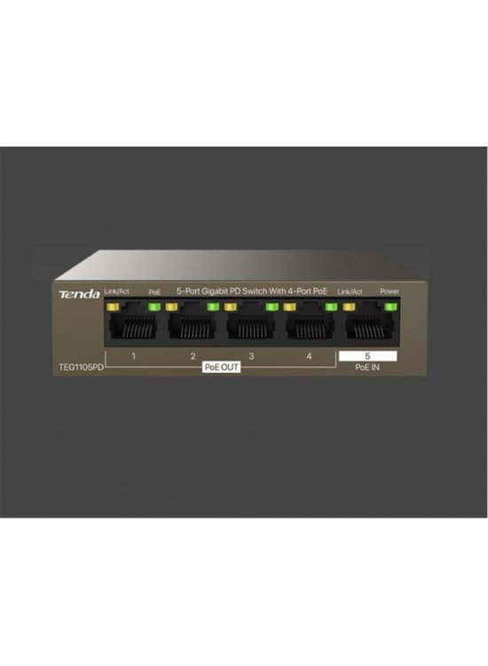 Tenda G0-5G-PoE 5 Port 4 Port Poe+ 10-100-1000 Switch Çelik Kasa POE Router