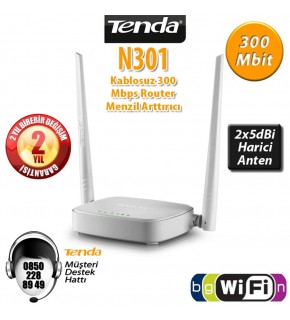 Tenda N301 300 Mbps 4 Port Router 2 Anten