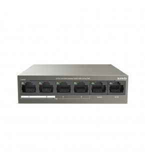 Tenda TEF1106P 6 Port 4 Port Poe+ 10-100 + 2 Port Uplink Switch Çelik Kasa Rack Mount