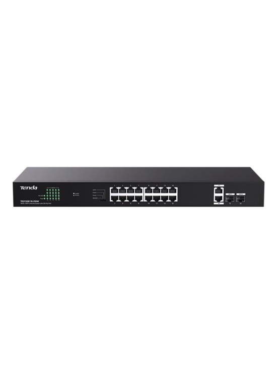 Tenda TEG1120P-16-250W 16 Port Poe+ 10-100-1000 2 Port Uplink + 2 Port SFP Switch Çelik Kasa Tenda TEG1120P-16-250W 16 Port Poe+ 10-100-1000 2 Port Uplink + 2 Port SFP Switch Çelik Kasa