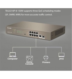 Tenda TEG5310P-8-150W SWT 9 10-100Mbps +1 Gigabit-SFP Slots Yönetilebilir Switch