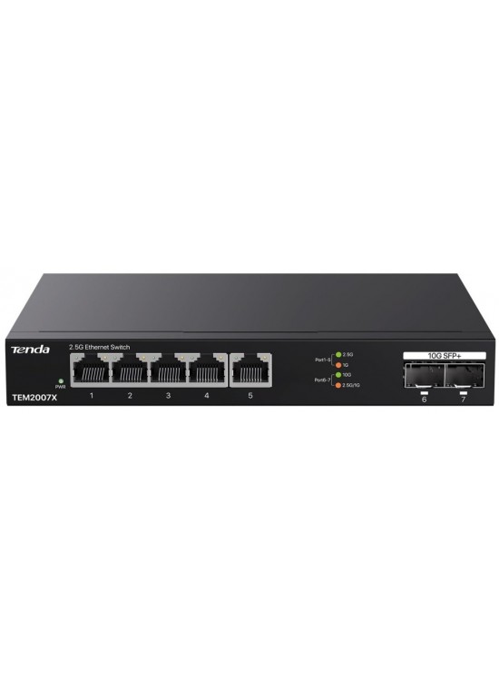 Tenda TEM2007X 2.5Gb Switch 7 Port 5x2.5G Por+2x10Gb SFP+ 50Gbps Yönetilmeyen Nas, Oyun PCsi Switch Tenda TEM2007X 2.5Gb Switch 7 Port 5x2.5G Por+2x10Gb SFP+ 50Gbps Yönetilmeyen Nas, Oyun PCsi Switch