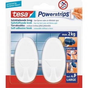 Tesa Askı İz Bırakmadan Sökülebilir Büyük Oval Beyaz PowersTrips 58013