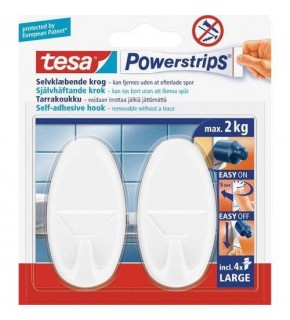 Tesa Askı İz Bırakmadan Sökülebilir Büyük Oval Beyaz PowersTrips 58013